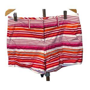 New York & Company Pink Striped Flat Front Shorts Sz 12